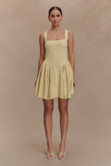 Sharon Scuba Jersey Mini Dress Pastel Lemon