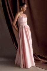Florence Strapless Belted Maxi Dress Baby Pink