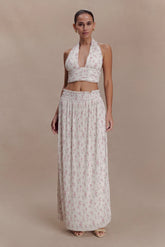 Amaris Gathered Plisse Maxi Skirt Floral Ditsy Print