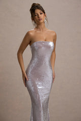 Moonstone Lilac Sequin Bandeau Maxi Dress