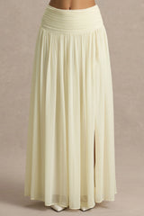 Spencer Cream Chiffon Pleated Maxi Skirt