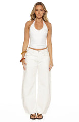 Nora White Jersey Halter Neck Top