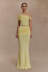 Irene Gathered Knit Maxi Skirt Lemon