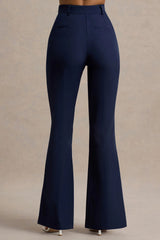 Jada Navy Tailored Flared Leg Trousers