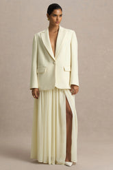 Spencer Cream Chiffon Pleated Maxi Skirt