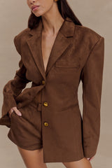 Sally Faux Suede Short Milk Chocolate