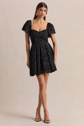 Vivi Black Lace Sweetheart Neck Mini Dress