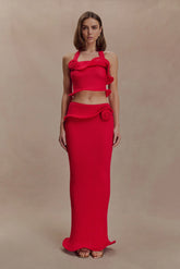 Samira Knit Wired Maxi Skirt Red