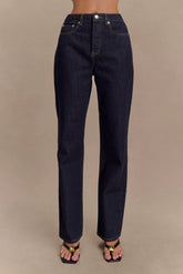 Janine High Waisted Straight Leg Jeans Washed Indigo Blue