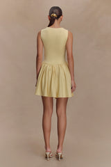 Sharon Scuba Jersey Mini Dress Pastel Lemon