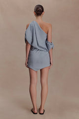 Gabriella Draped Mini Dress Charcoal Blue Marle
