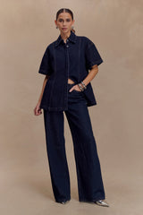 Maya Oversized Denim Shirt Indigo Blue