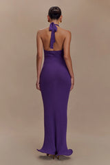 Melodie Halter Knit Maxi Dress Purple