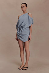 Gabriella Draped Mini Dress Charcoal Blue Marle