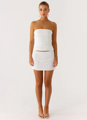 Perfect Celebrity Beaded Mini Skirt White