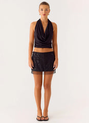 Overload Beaded Mini Skirt Black