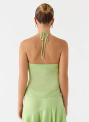 Teneika Beaded Flower Top Lime