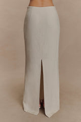 Casey Linen Embroidered Maxi Skirt Natural