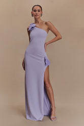 Hallie One Shoulder Bow Maxi Dress Lilac
