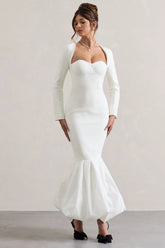 London Cream Sweetheart Maxi Dress With Volume Hem