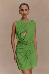 Oria Chiffon Mini Dress Green