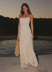 Fabienne Spliced Cotton Maxi Dress Ivory