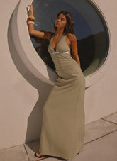 Lorela Maxi Dress Pale Olive