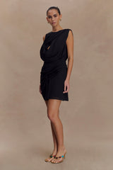 Oria Chiffon Mini Dress Black