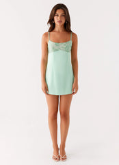 Zion Beaded Micro Mini Dress Sage