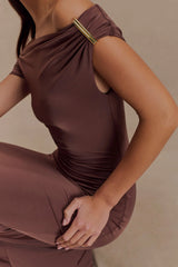 Kinsley Slinky Maxi Dress With Hardware Chocolate