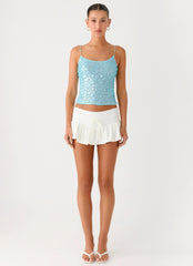 French Exit Sequin Top Blue