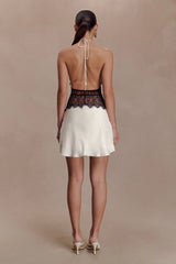 Dinah Lace And Satin Mini Dress Black Ivory