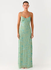 Vietta Sequin Cami Maxi Dress Mint
