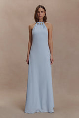 Abeda Cotton Maxi Dress With Hardware Pale Blue