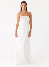 Miftie Beaded Sequin Maxi Dress White