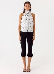 Willow Chiffon Top White Polkadot