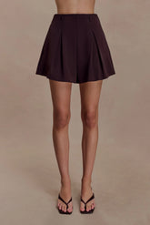 Simone Pleated Suiting Short Dark Chocolate