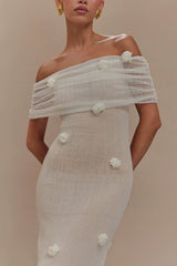 Brynn Orchid Knit Maxi Dress Ivory