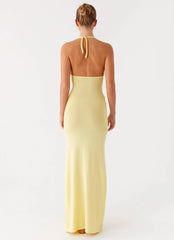 Pina Colada Knit Maxi Dress Yellow