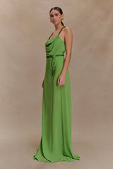 Elaine Chiffon Beaded Maxi Dress Green