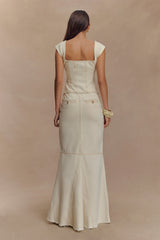 Loretta Cap Sleeve Denim Top Ecru
