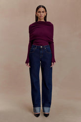 Kirralee Straight Leg Cuffed Jeans Indigo Blue
