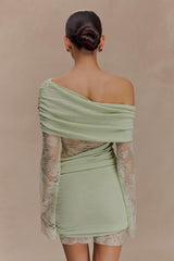 Luxie Lace Knit Mini Dress Pastel Green