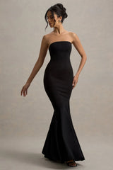 Angela Black Bandeau Fishtail Maxi Dress
