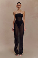 Aoife Strapless Mesh Bodysuit Black