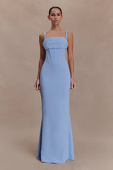 Luella Crepe Corset Maxi Dress Cornflower Blue