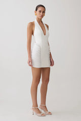 Anari Gathered Scuba Mini Dress White