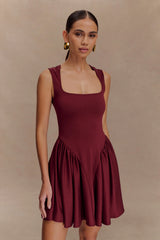 Sharon Scuba Jersey Mini Dress Wine