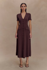 Pearson Short Sleeve Knit Midi Dress Chocolate