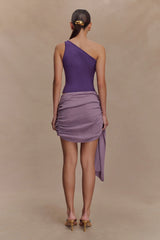 Cali Drape Skirt Knit Mini Dress Purple